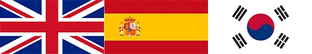 English, Spanish, and Korean